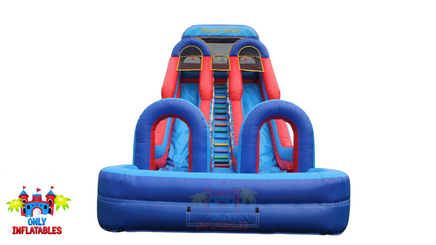 Super Slide Double Lane Inflatable Water Slide With Pool - Only Inflatables